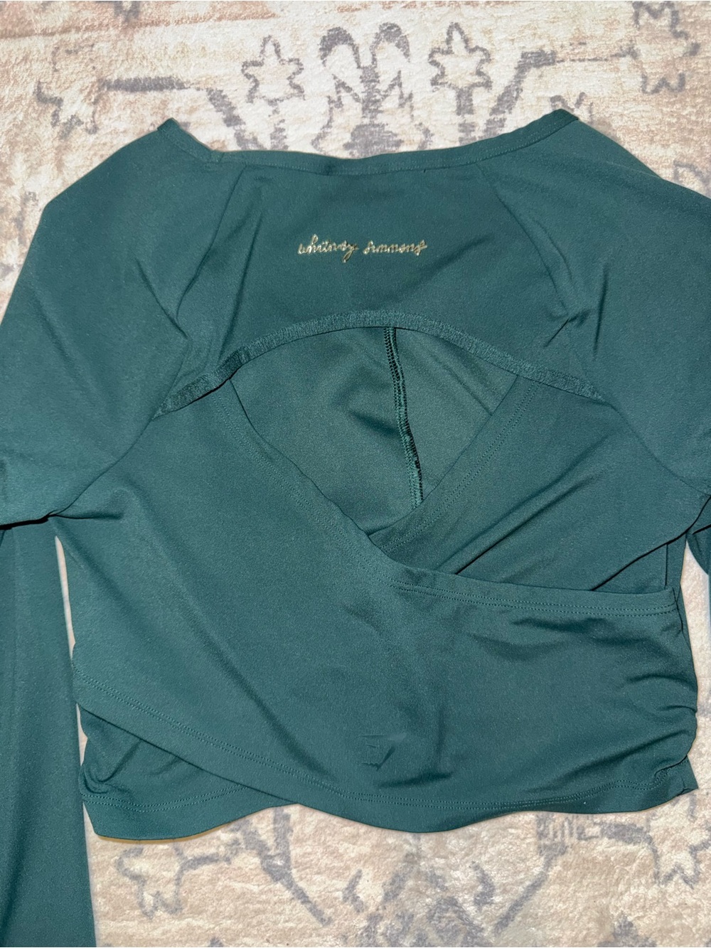 Gymshark x Whitney Simmons Long Sleeve Cropped Wrap Top in Deep Green - Picture 5 of 7